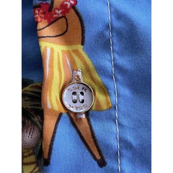 SSLR Christmas Hawaiian Santa Shirt Reindeer Tropical Button Up Blue Mens XL - Picture 8 of 12